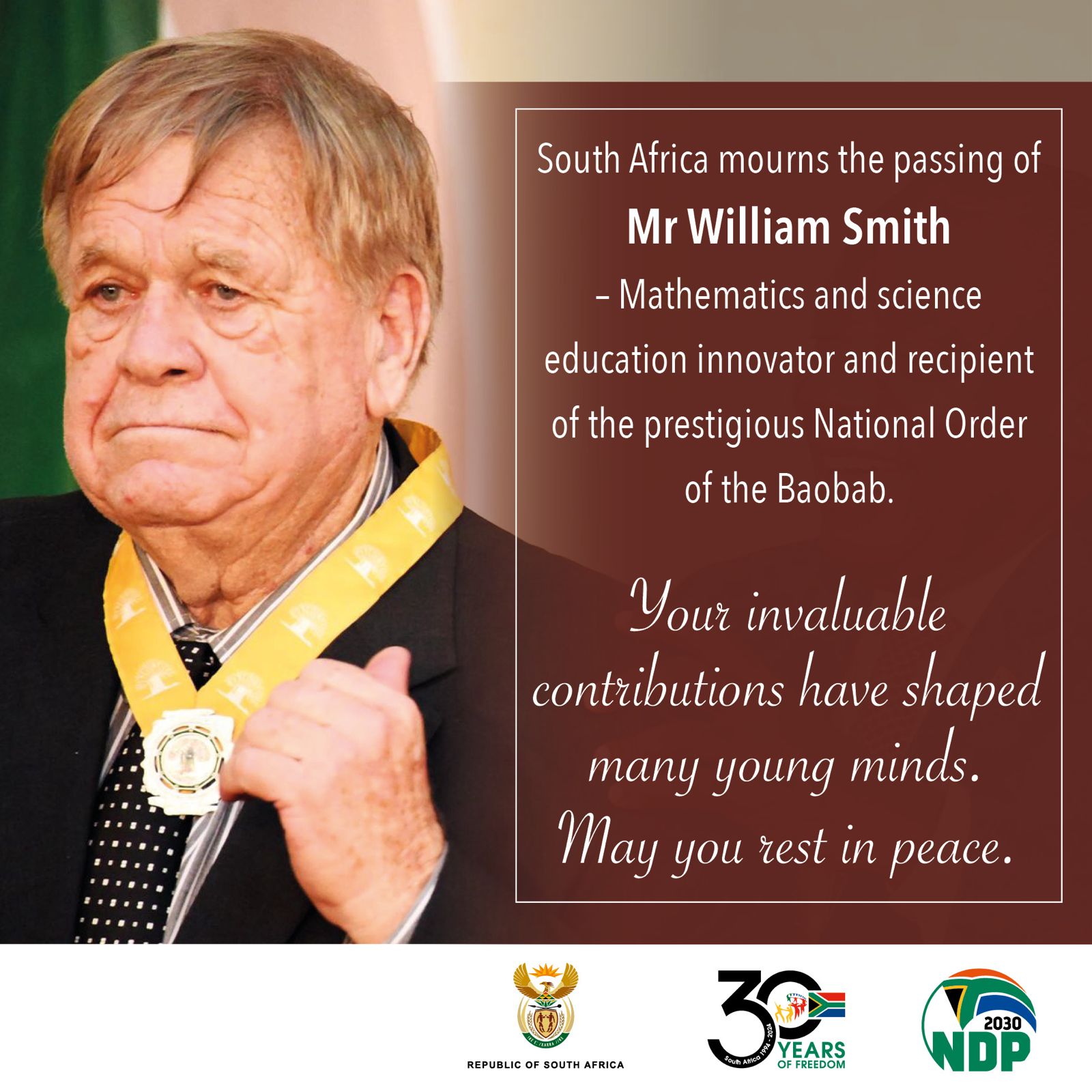South Africa mourns legendary mathematics innovator William Smith ...